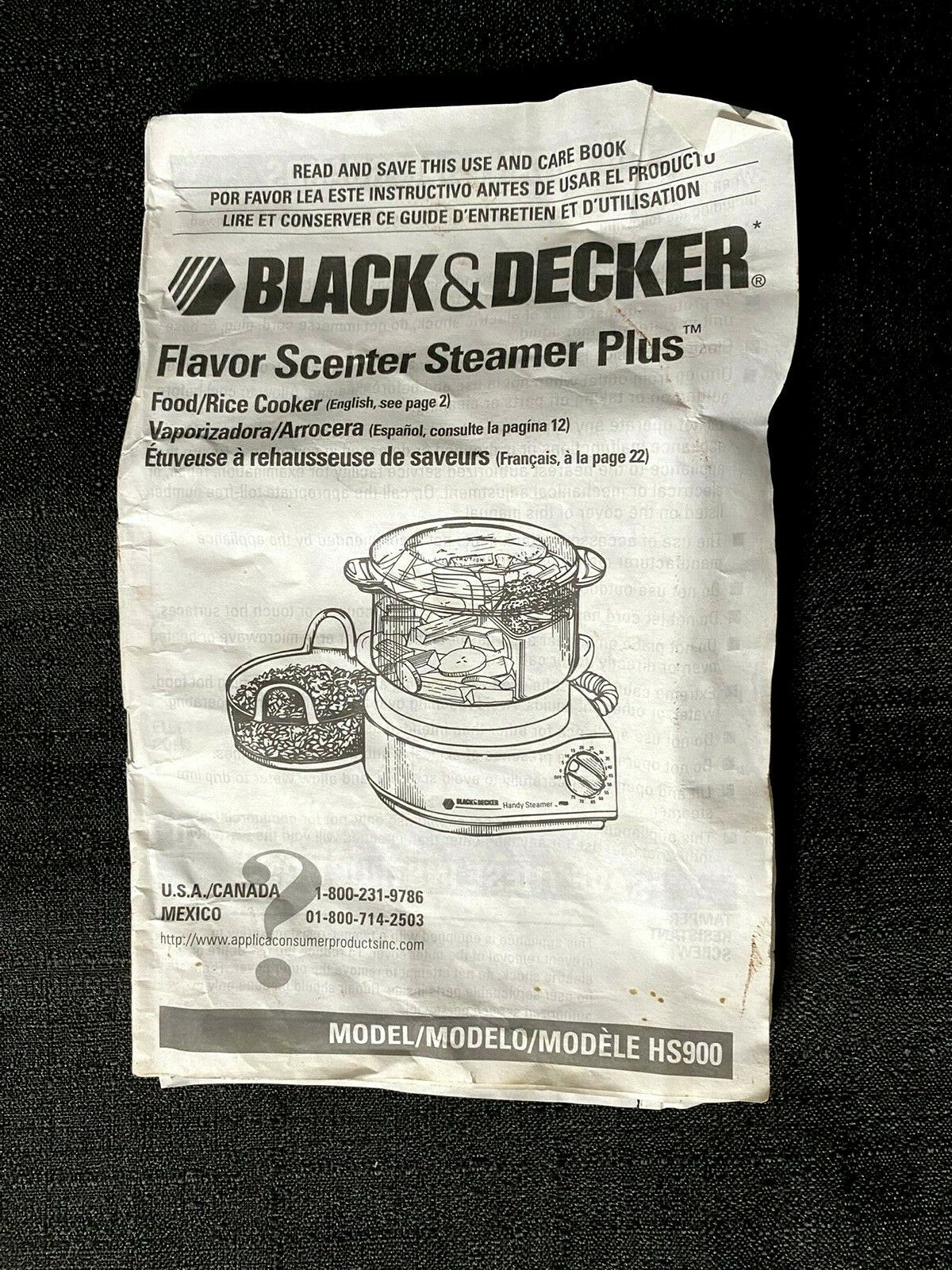 Black & Decker Model HS900 Flavor Scenter Steamer Plus Instructions ...