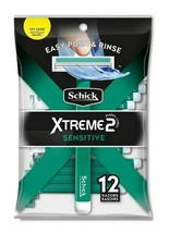 Schick Xtreme 2 Sensitive Disposable Razors 12 Each Easy Push &amp; Rinse - $10.99