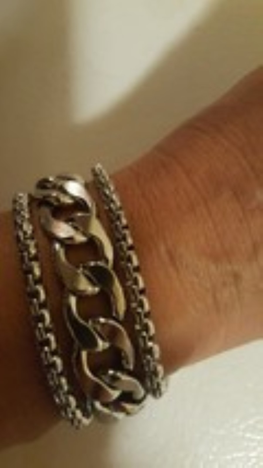 Triple strand stainless steel bracelet 2  large 
