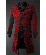 NWT Men&#39;s Black Red Brocade Victorian Goth Vampire Tailcoat Suit Jacket - $149.99