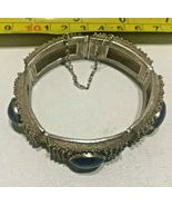 VINTAGE CONTEMPORARY COSTUME JEWELRY SILVER STERLING BLUE ONYX BRACELET 6&quot; - $249.95