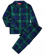 Kids 2pc Pajama Set Soft Plaid Blue/Green - Family PJs Size 8 - $14.13