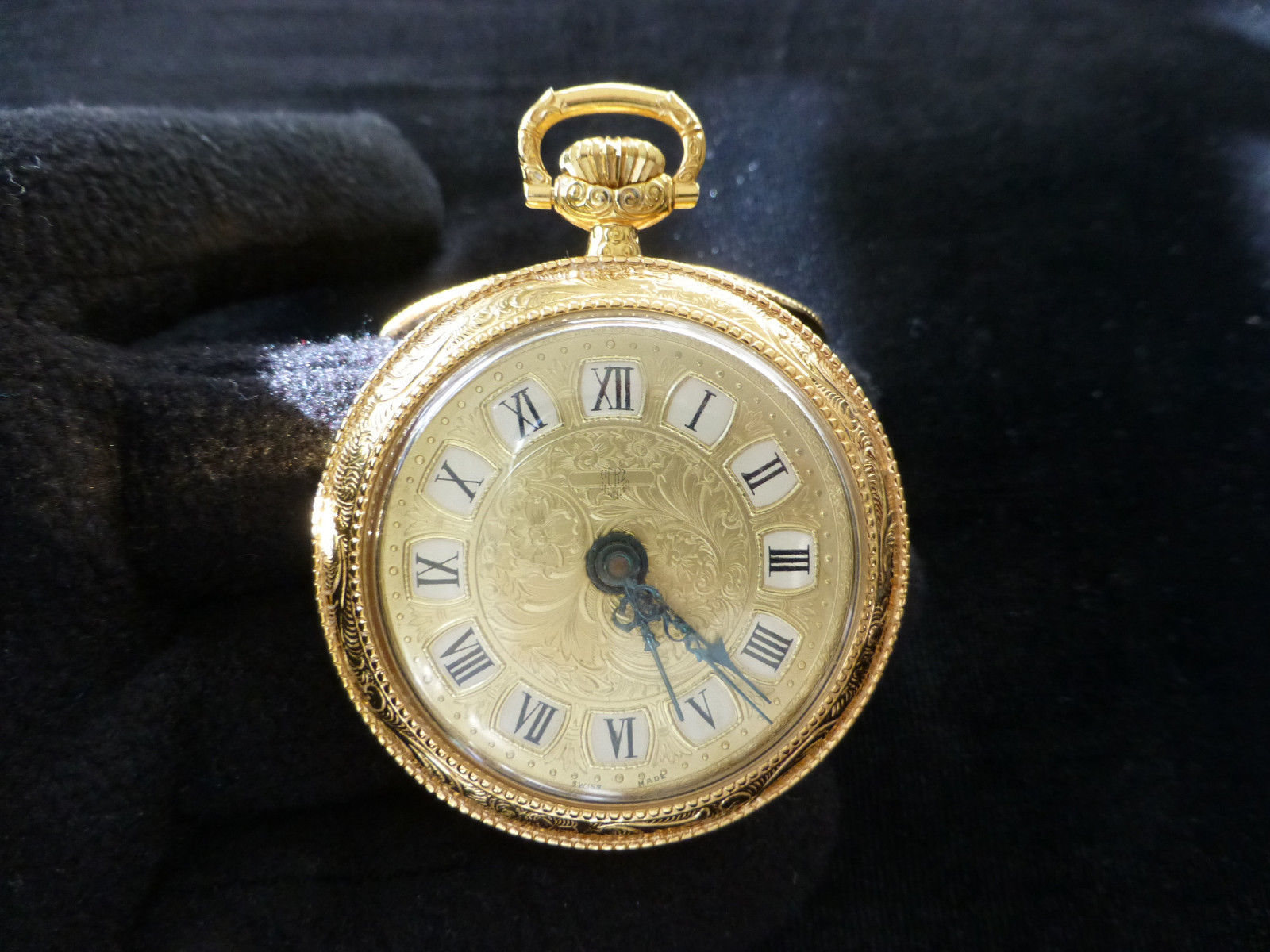 EXC VINTAGE SWISS MECHANICAL ALARM POCKET WATCH GOLD TONE CASE (WATCH ...