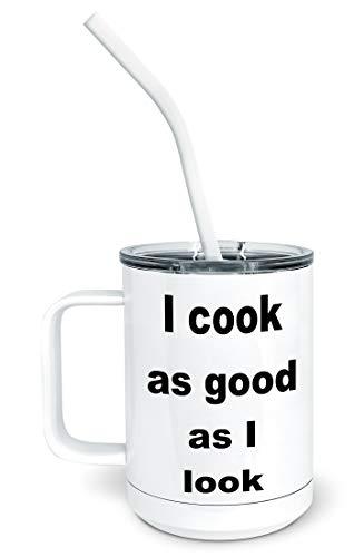 PixiDoodle Cooking Beautiful Cook Insulated Coffee Mug Tumbler with Spill-Resist
