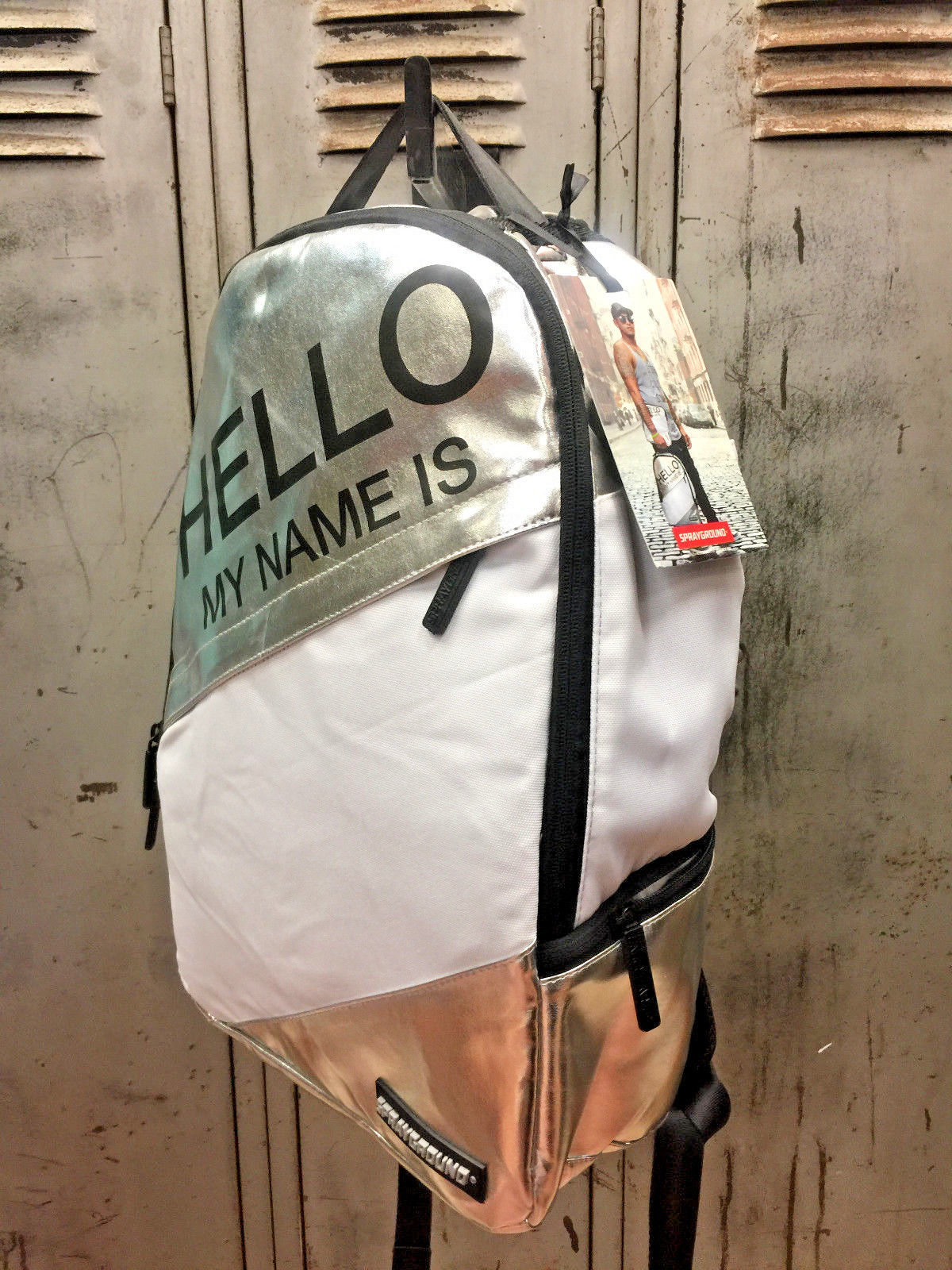 sprayground hello my name is backpack