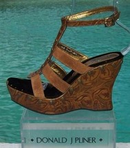 Donald Pliner Couture Camel Suede Rosette Leather Wedge Shoe Hand Made $295 NIB - $118.00