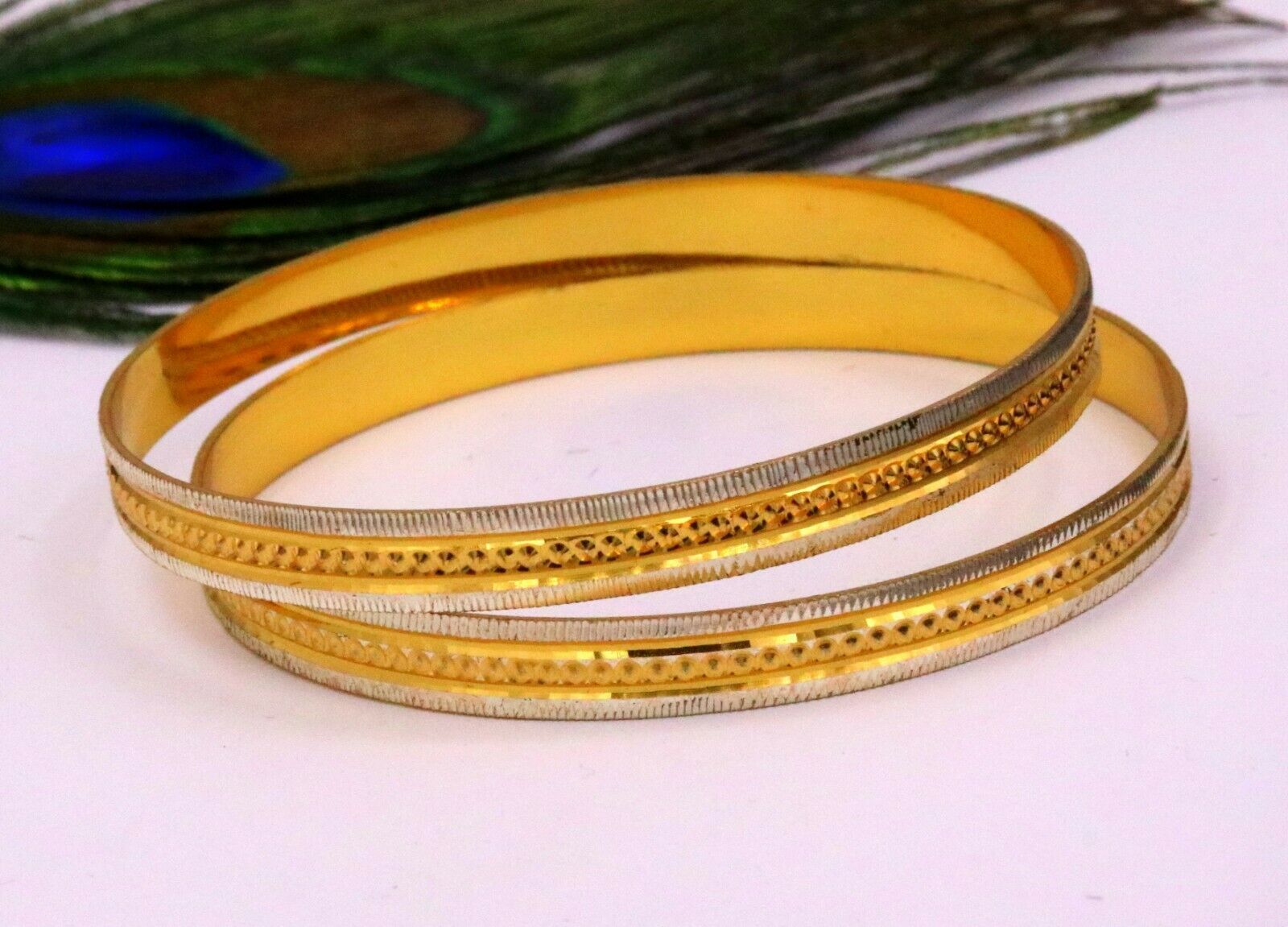 22KT YELLOW GOLD SOLID BANGLE BRACELET HANDMADE HALLMARK CERTIFIED ...