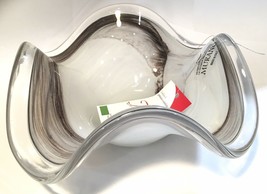 New Italian Murano White Designed Wave Bowl 8" - $36.51