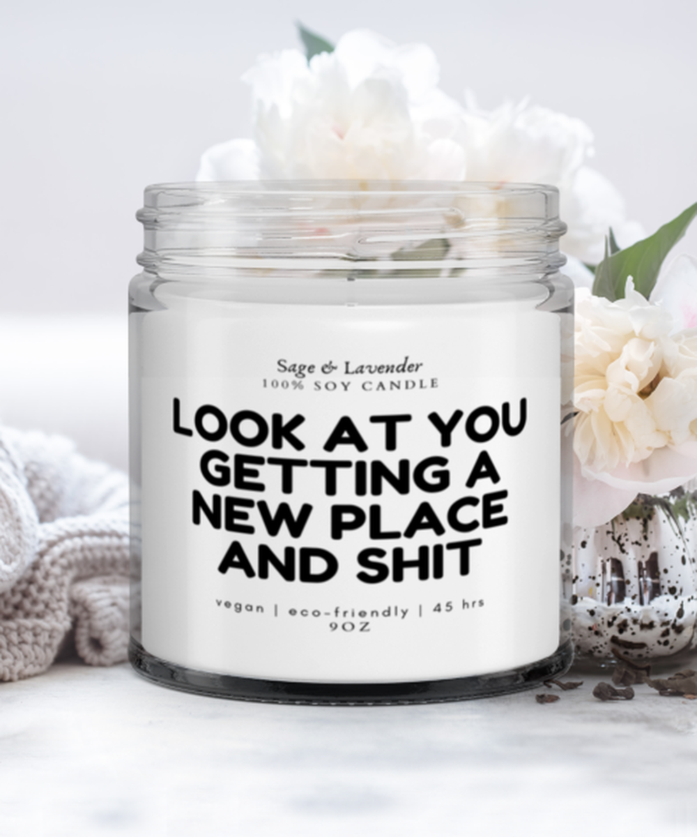 Getting a new place & shit scented soy candle, best friend, housewarming