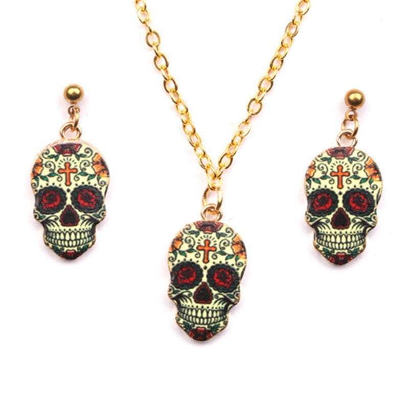 Necklaces Gift Day Of The Dead Dia De Los Muertos Skull Mask Jewellery Set