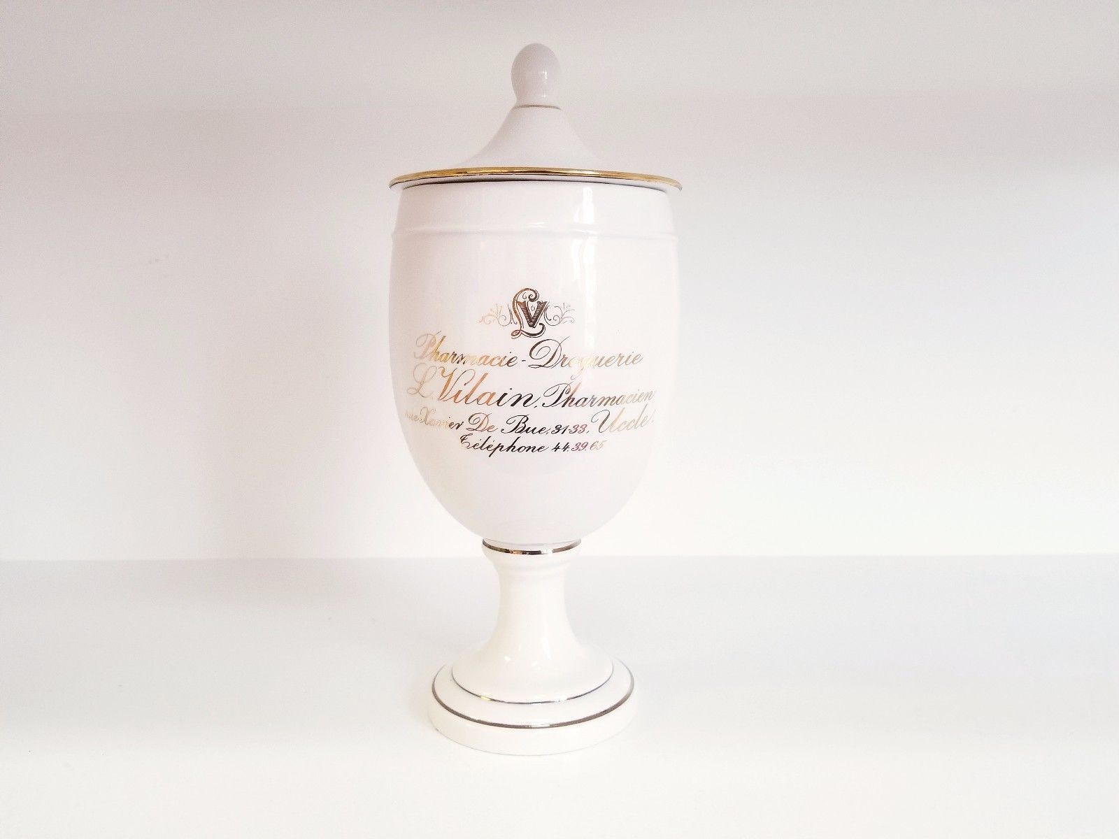 Vilain Vintage Classic French Pharmacie Droguerie Bath Cotton Ball Canister L