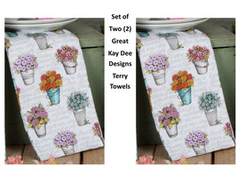 KAY DEE DESIGNS 2 &quot;Live Simply&quot; Floral R4860 Dual Purpose Terry Towels~1... - $15.96