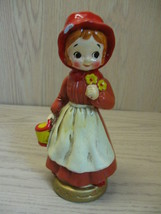 Figurine Statue Little Girl Holding Flower &amp; Basket Ceramic 1980 - $7.95