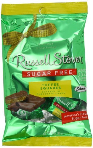 Russell Stover Sugar Free Toffee Squares with Stevia, 3 Ounce Bag (Pack of 12)