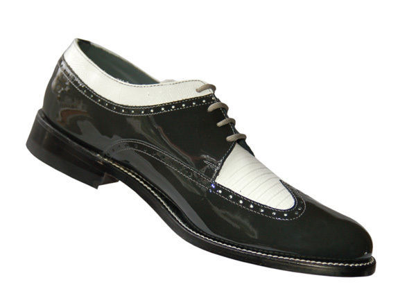 Stacy Baldwin Wingtip Oxford Grey and White Patent Leather Tuxedo Shoes ...