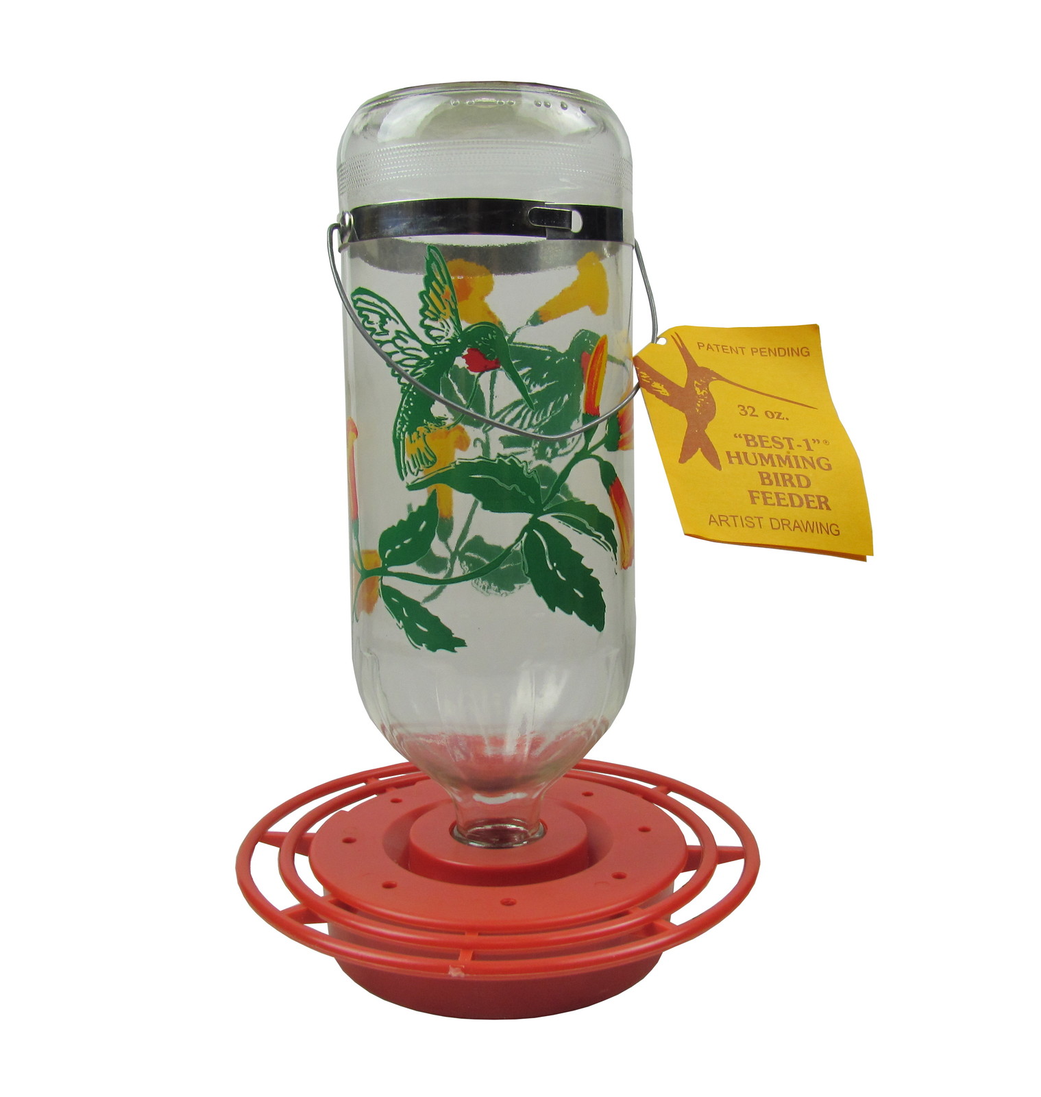 Original Best1 Flowers HummingBird Feeder Glass Bottle & Plastic Base