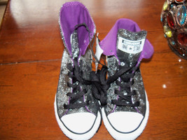Converse All Star Black/Silver Convertible Shoes Size 12 Girl&#39;s NEW LAST... - $44.37