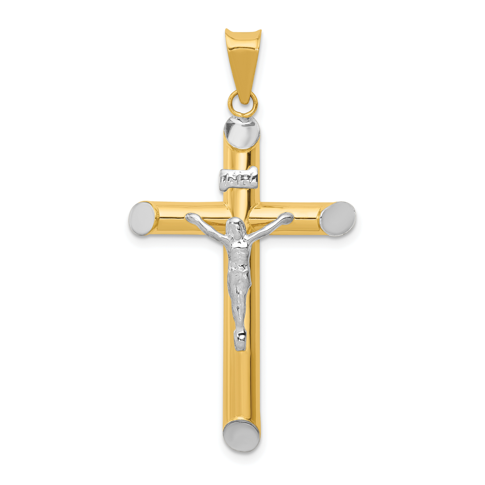 14k Two-tone & Rhodium INRI Crucifix Pendant - Fine Charms & Charm ...
