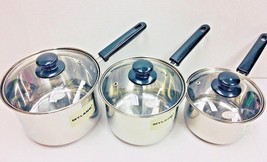 6 Pcs/Set Stainless Steel Deep Sauce Pan With Glass Lid 14/16/18 CM - Br... - $59.30