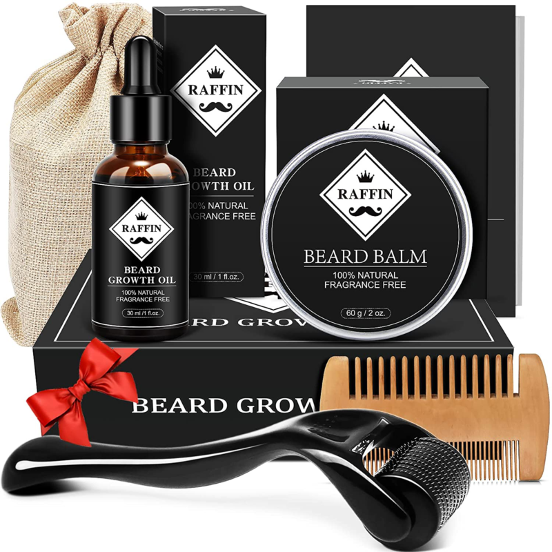 Beard Growth Kit Oil Mustache Wax Beard Comb Gifts For Men Dad Husband Boyfriend