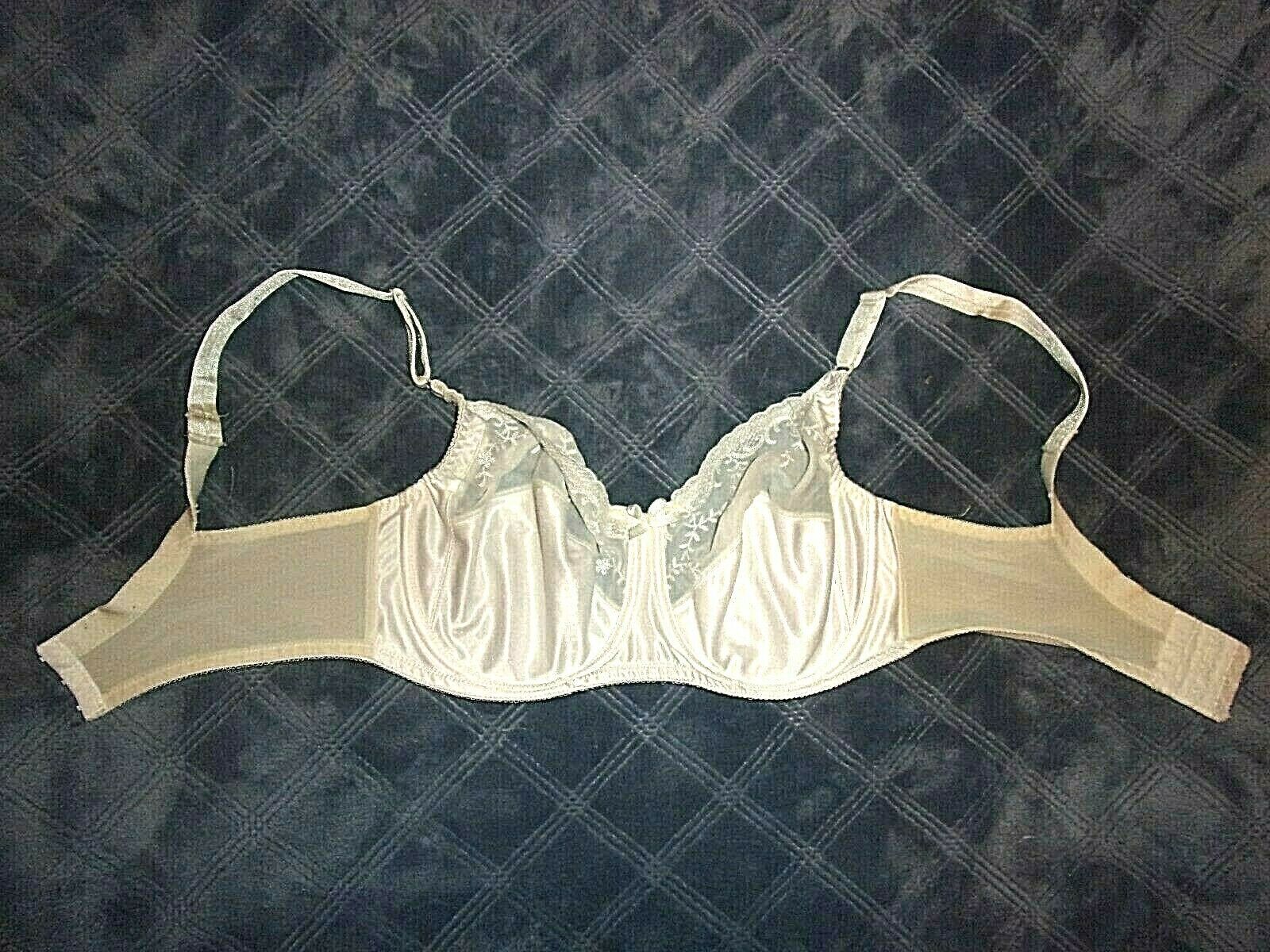 36d Vtg Bali Unlined Satin And Embroidery Full Coverage Underwire Bra