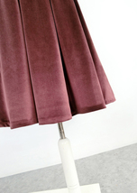 Women Winter Velvet Midi Pleated Skirt Brown Holiday Midi Pleated Skirt Plus image 5