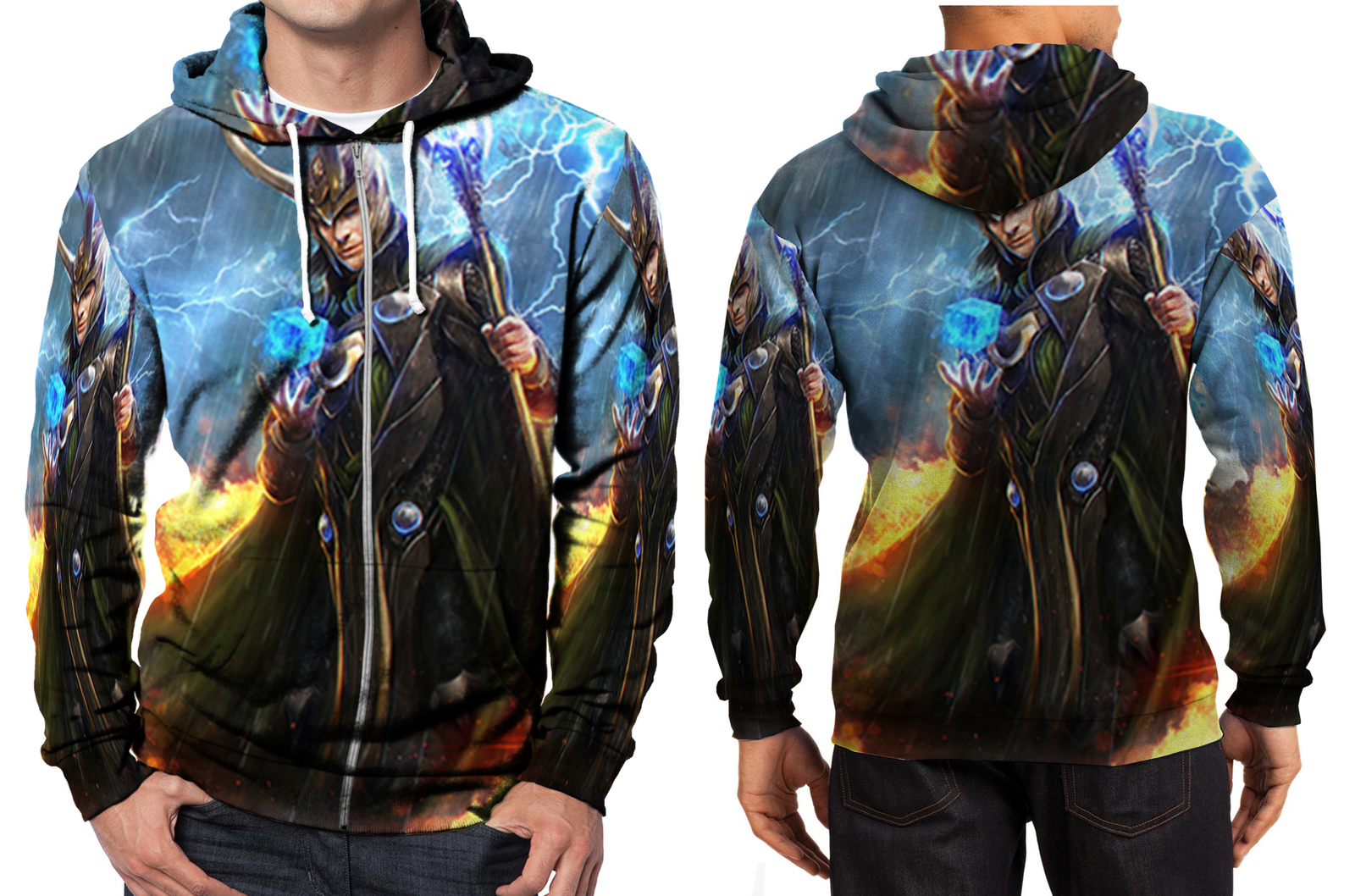 Loki & Thor Zipper Hoodie Men's - Hoodies & Sweatshirts