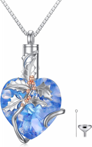TOUPOP Heart Cremation Jewelry for Ashes Sterling Silver Birth Flower 12-Dec. - $82.72