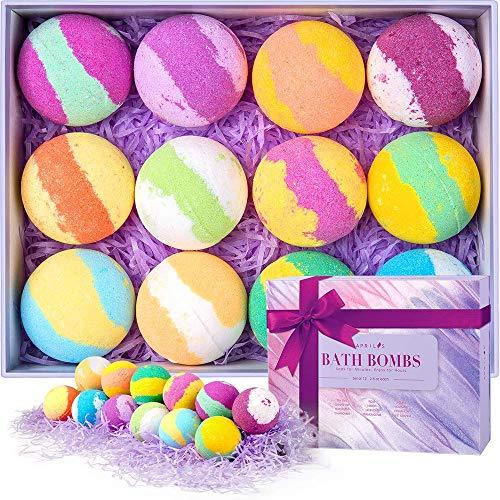 Aprilis 12 Bath Bombs Gift Set, Natural Bath Bomb Kit with Different ...