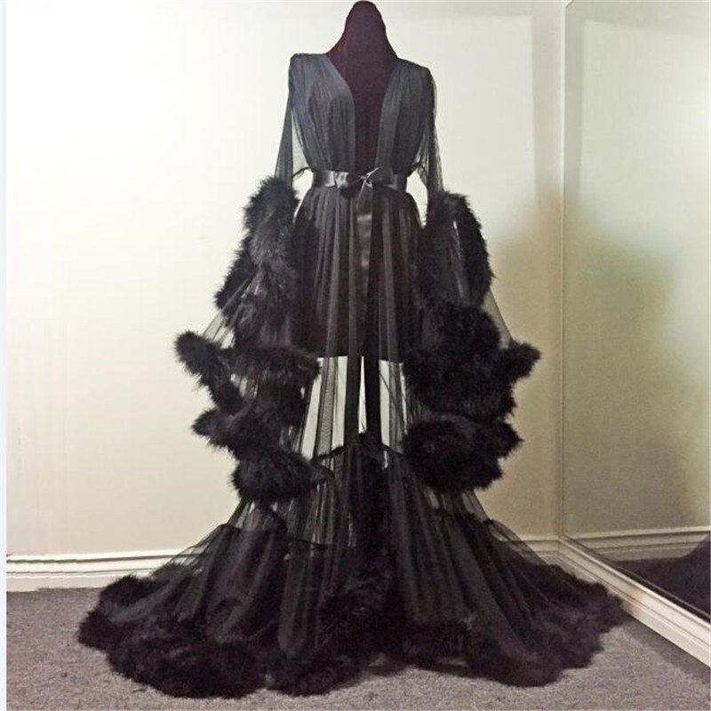 Lazycatie Deep V Neck Black Sheer Tulle Evening Dress