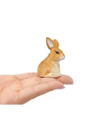Brown Rabbit Bunny Hare Figurine Statue Decor Farm Wood Art Carved Small... - $6.99