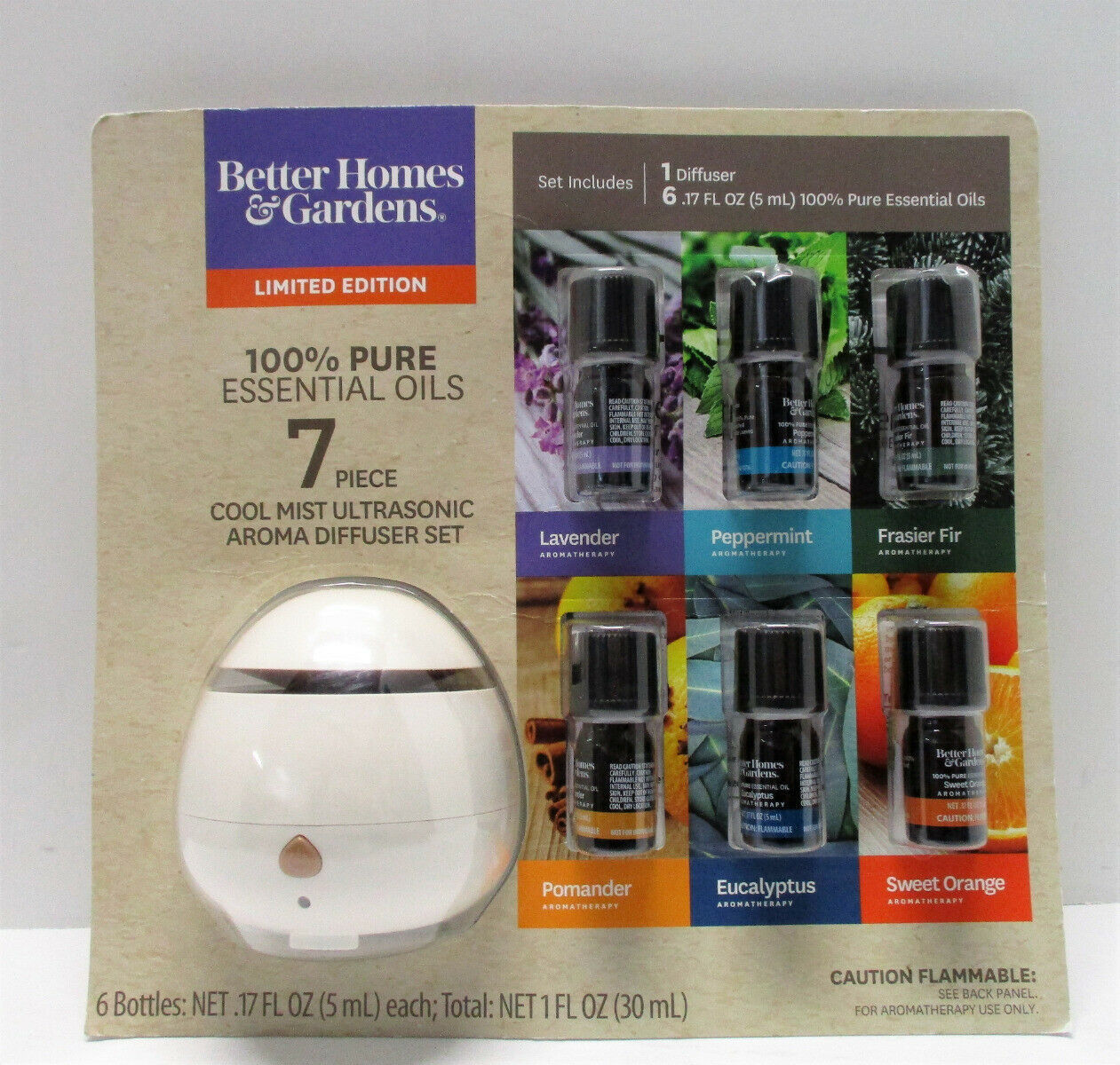 Better Homes & Gardens Ultrasonic Aroma Diffuser Set with 6 Essential