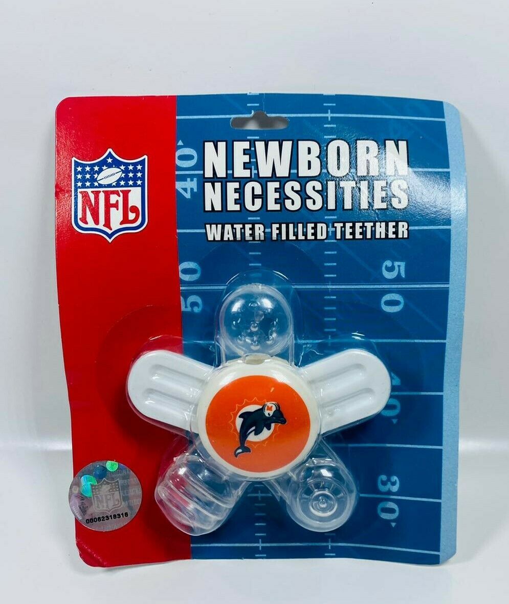 Newborn necessities water filled teething ring-nfl miami dolphins