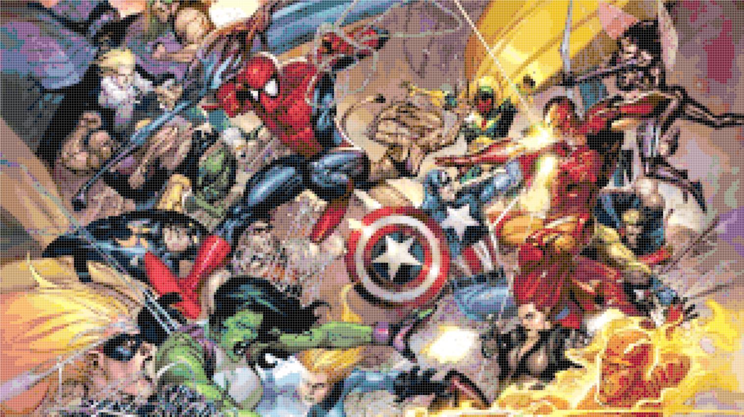 Counted cross stitch pattern Marvel superheroes 303*171 stitches BN552