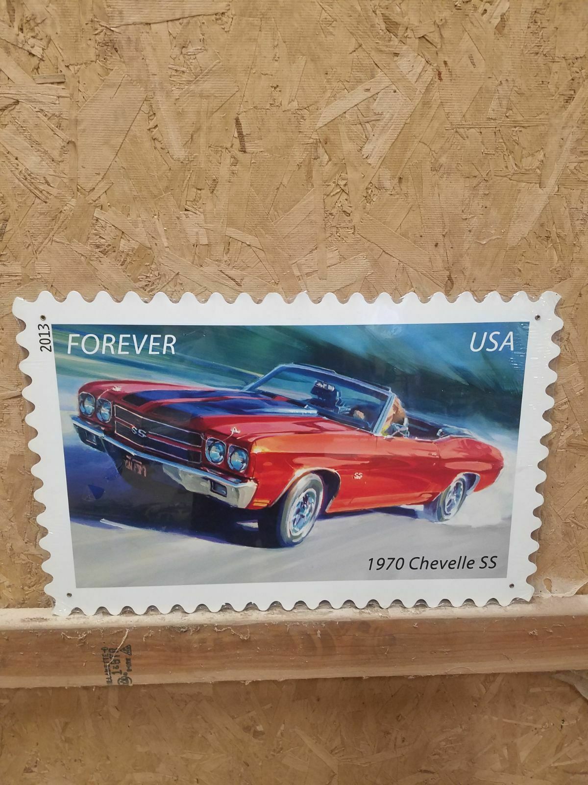 24" HUGE Chevy Chevrolet chevelle SS muscle car postal stamp 1970 USA