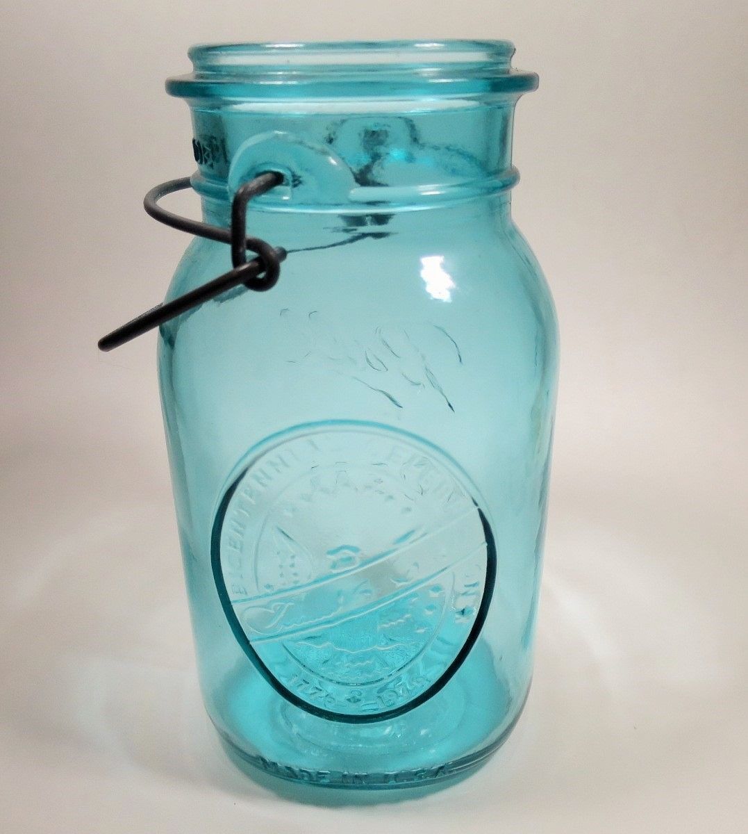Vtg Ball Ideal Blue Mason Bicentennial Quart Jar 17761976 Eagle Wire