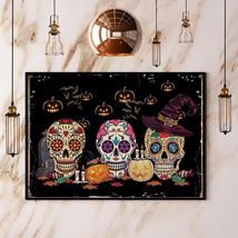 Sugar Skulls Halloween Scary Pumpkin Canvas And Poster - $49.99