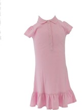 Lands' End Uniform Little Girls Short Slv Ruffle Hem Dress Ice Pink 4 NEW 403650 - $19.78