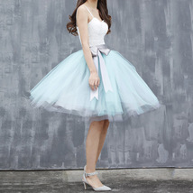 Midi Tulle Ruffle Skirt 6-Layered Ballerina Tulle Skirt Brown White image 3