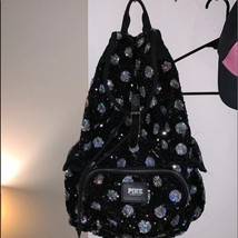 Victorias Secret black &amp; silver polka dot backpack - $100.00