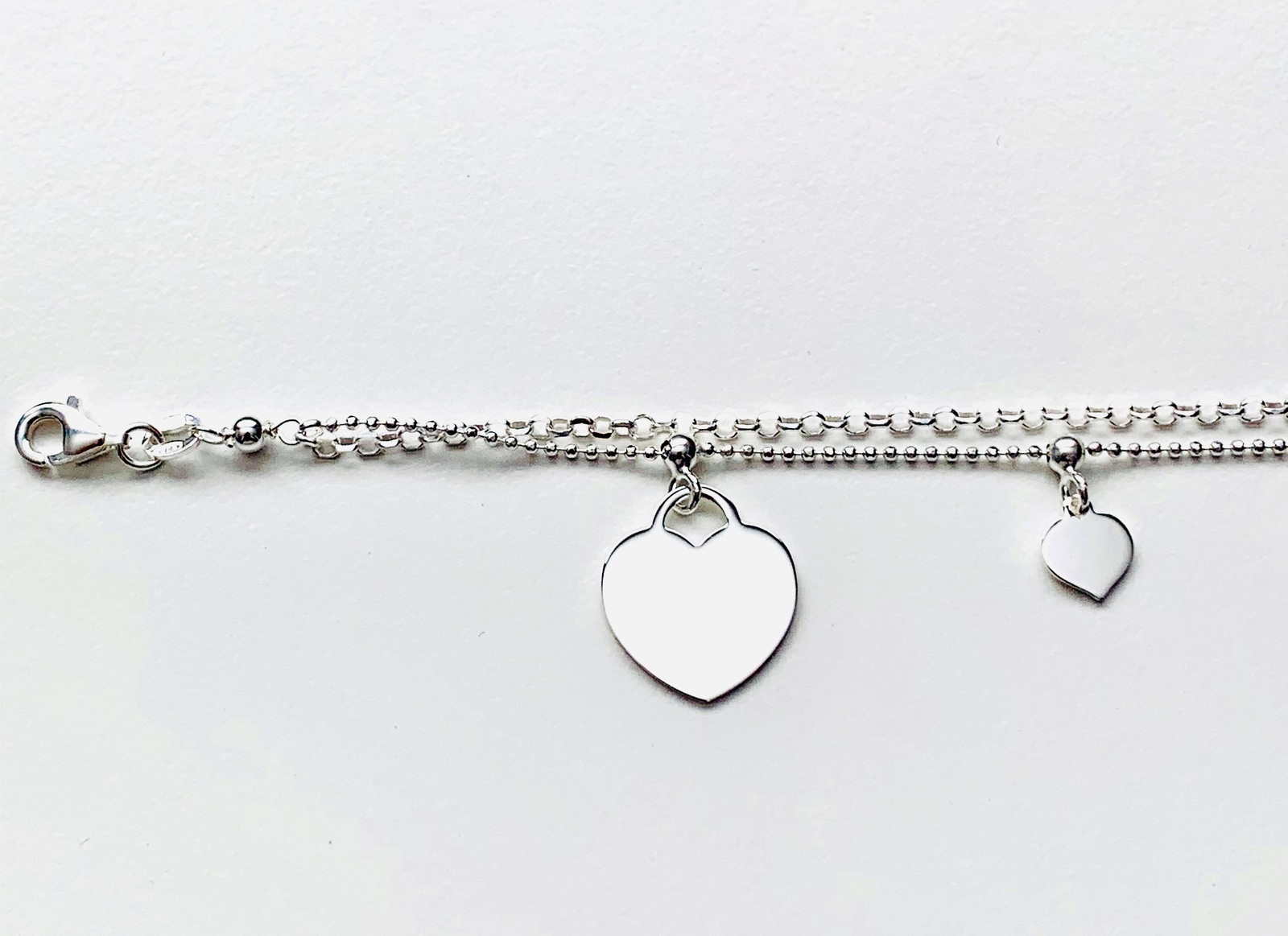 Women Italy bracelet 925 sterling silver heart charm extended double ...