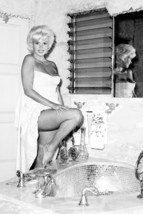 Jayne Mansfield Sexy In Bathroom Holding Towel 18x24 Poster - $23.99