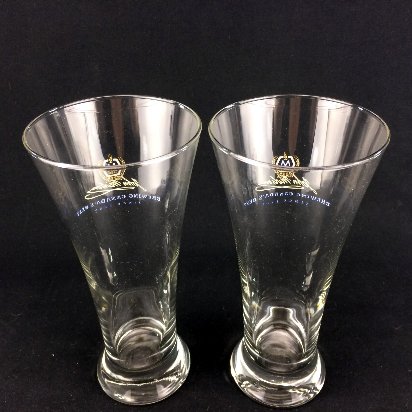 Lot 6 Molson Beer Glasses Tall Pint Heavy Glass Base Mugs Canada ...