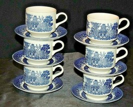 England Churchill Willow Cups and Saucers AA20-7271A Vintage - $135.95