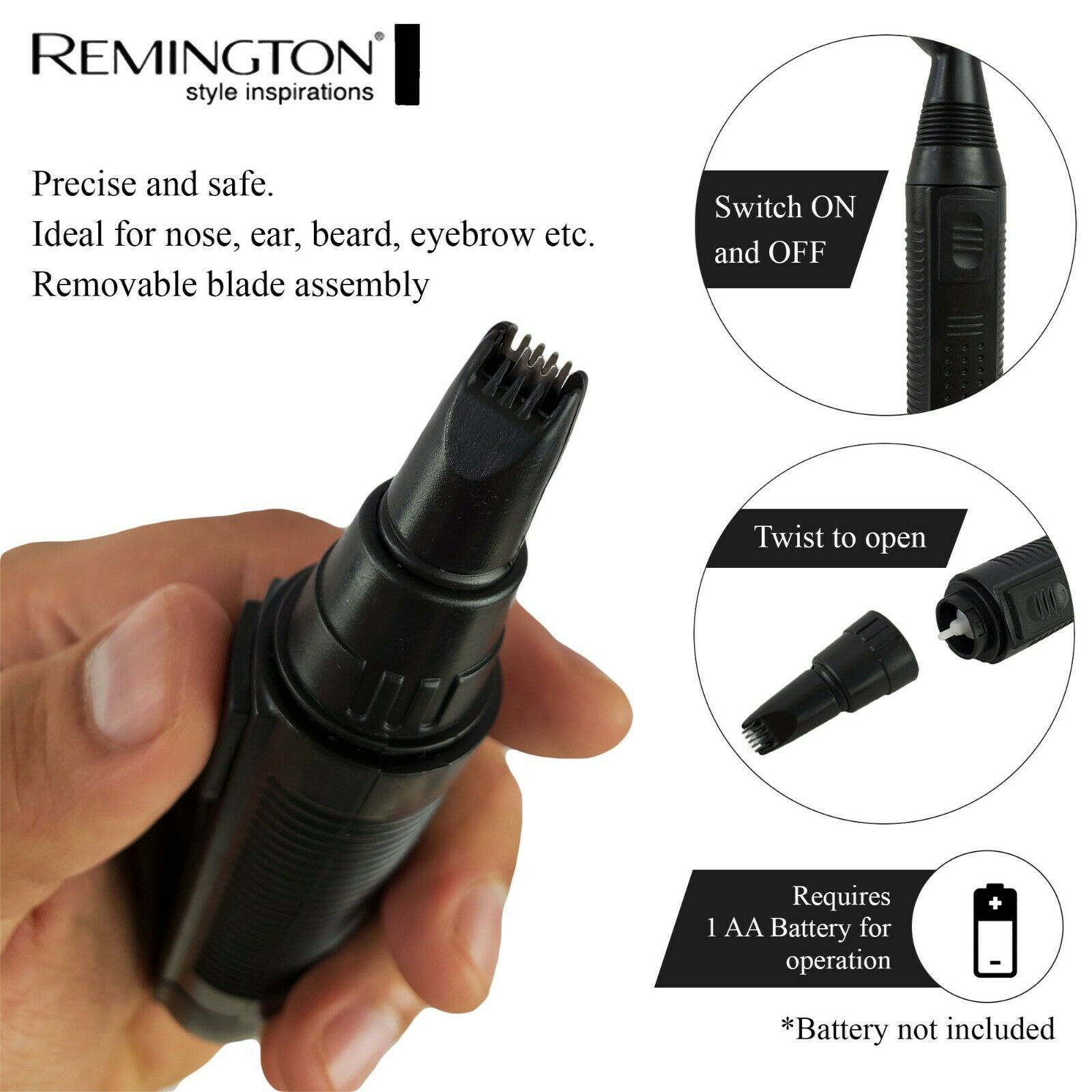 Nose Hair Trimmer Battery Operated, Changeable 2 Head 2 by Remington