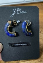 J. Crew Stone inlay half-hoop earrings harbor view blue new graduation gift - $19.80
