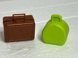 1971 Busy Hands Barbie Brown Suitcase & Vintage Green Case Doll Accessories - $11.75
