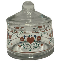 Vintage Cottagecore Apothecary Glass Vanity Jar forever yours hearts Vines - $24.31