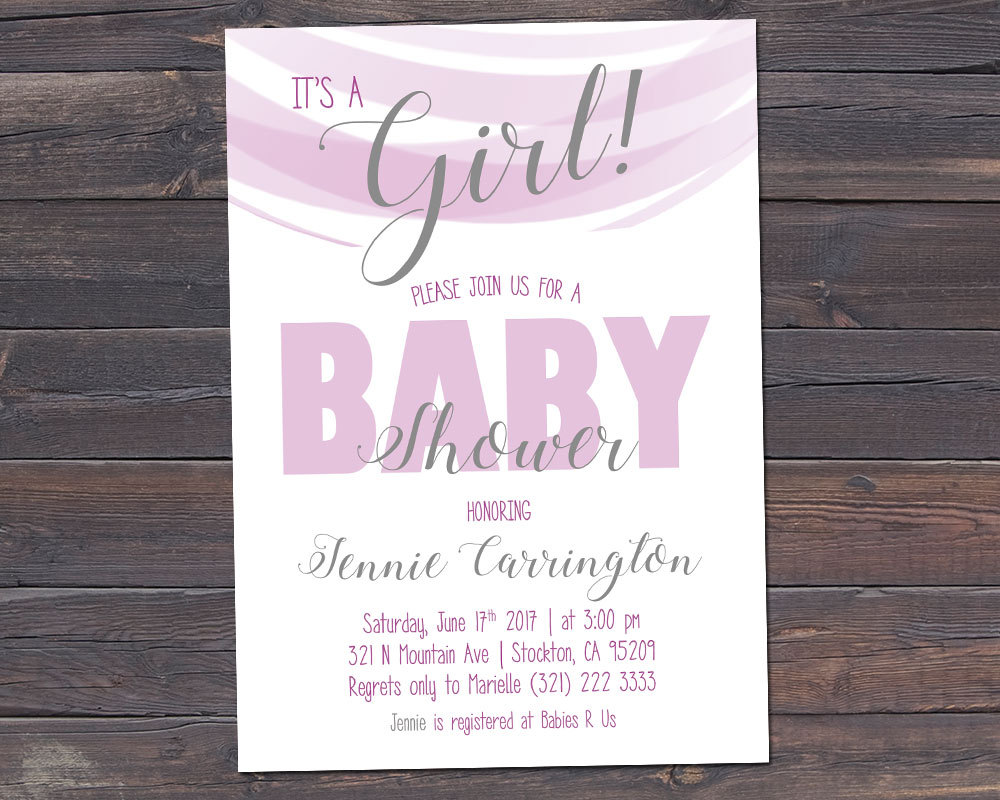 It's a Girl / Baby Shower Invitation / Pink and White Baby Shower - $7.99