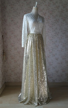 Gold Sequin Maxi Skirt Women Plus Size Sequin Maxi Skirt Holiday Sparkly Skirts image 8